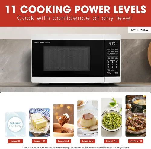 Miniatura 3 de SHARP Horno microondas compacto de encimera con plato giratorio de carrusel extraíble de 10 pulgadas, 700 vatios, 0.7 pies cúbicos, color blanco