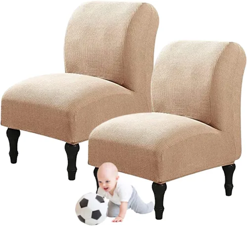 Miniatura 75 de Fundas elásticas para silla sin brazos, extraíbles y lavables, de elastano jacquard sin reposabrazos, protector de muebles para sala de estar, Verde