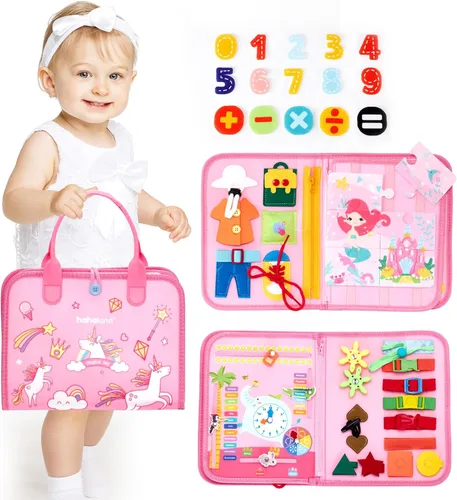 hahaland Tabla de Actividades para Niños Pequeños y Niñas, Juguetes Montessori para Mayores de 3 Años, Actividades Educativas de Aprendizaje