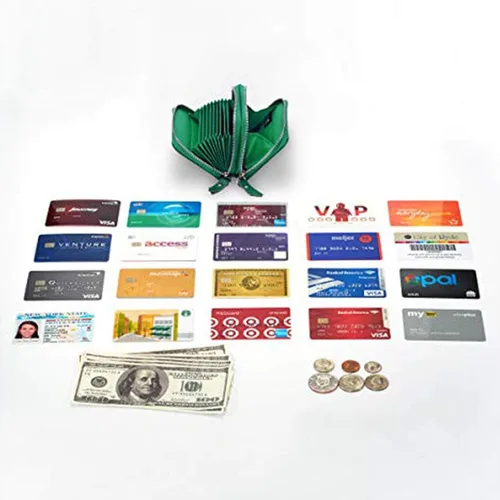 Miniatura 5 de KALMORE Women's Genuine Leather RFID Secure Spacious Cute Zipper Card Wallet Small Purse