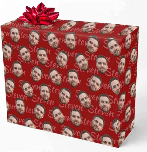 Miniatura 15 de M YESCUSTOM Papel de regalo con fotos personalizadas, papel de regalo para el Día de la Madre, Día del Padre, cumpleaños, Navidad