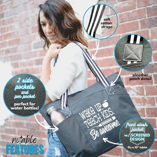 Miniatura 56 de Brooke & Jess Designs Teacher Tote Bag for Work - Teacher Handbag Gifts for Women, Teacher Bag Best Teacher Appreciation Gift