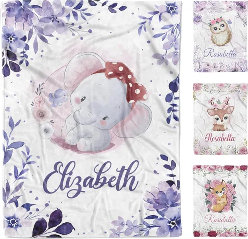 Miniatura 7 de AVIClothes Manta de bebé niña personalizada, mantas personalizadas con diseño de mariposas y flores, manta de bebé con nombre para niña, 30 x 40