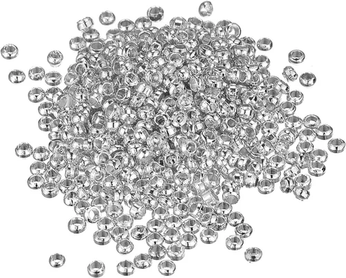 Miniatura 13 de uxcell 1000 cuentas redondas de engarzado, cuentas espaciadoras de extremo de crimpado de 0.079 pulgadas, pequeños topes para hacer pulseras y Oro