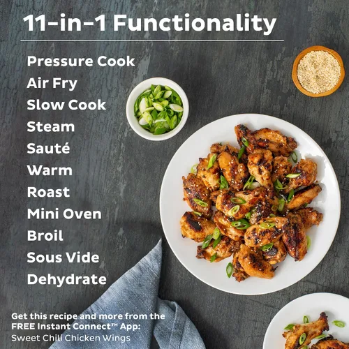 Miniatura 10 de Instant Pot Duo Crisp - Freidora de aire y olla a presión eléctrica combo 11 en 1 con tapas multicocina que fríe al aire, vaporiza, cocina lenta