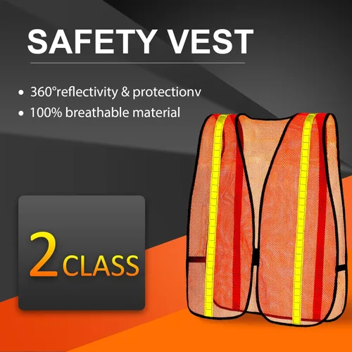 Miniatura 2 de Haysandy 20 Piezas Chaleco de Seguridad Reflectante de Alta Visibilidad Chaleco de Construcción Tiras de Malla Neón Talla Universal para Hombres
