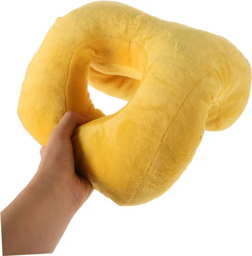 Miniatura 9 de Almohada suave con forma de dona, almohada de espuma viscoelástica para dormir boca abajo, malla transpirable, color amarillo