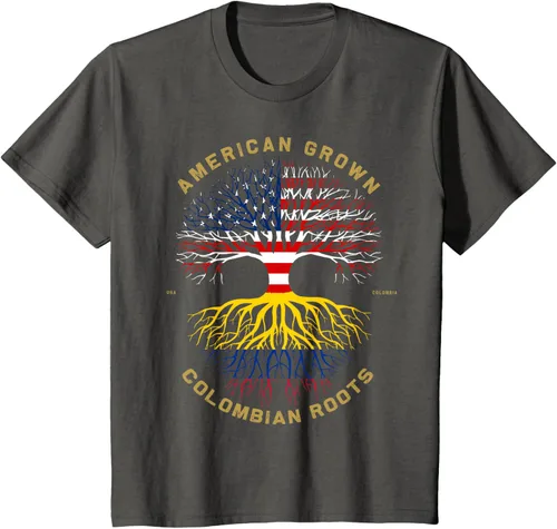 Miniatura 74 de Camiseta de regalo con la bandera de Estados Unidos con árbol de raíces colombianas