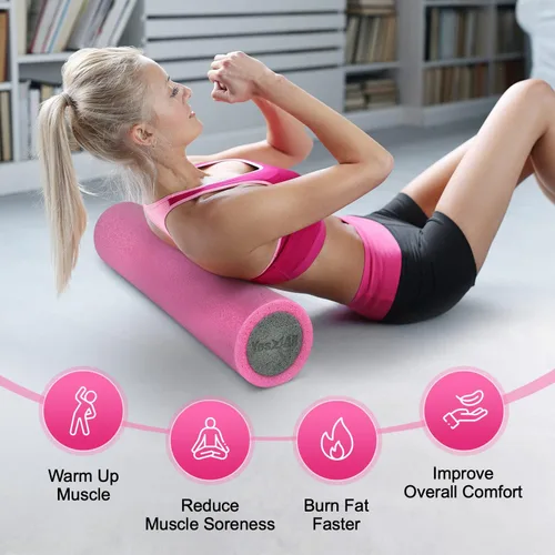 Miniatura 5 de Yes4All Rodillo de espuma EPP de alta densidad con respaldo redondo, rodillo de espuma de ejercicio para yoga, pilates y estiramientos, 12, 18, 24