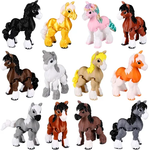 Miniatura 19 de Honoson 12 piezas de animales impresos en 3D 3D mini animales flexibles y articulados pequeños para aliviar el estrés de mascotas, para adultos