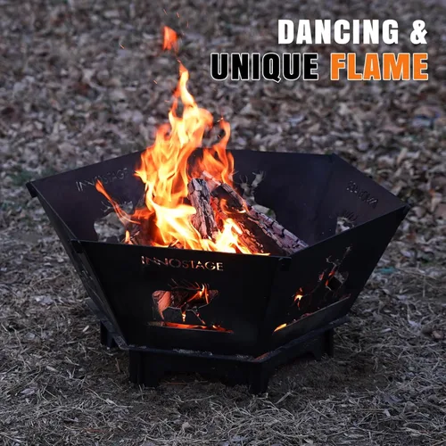 Miniatura 8 de Fogata para campamento: hoguera plegable pequeña de 23 pulgadas para patio exterior, combustión de leña, al aire libre, interior, barbacoa, picnic