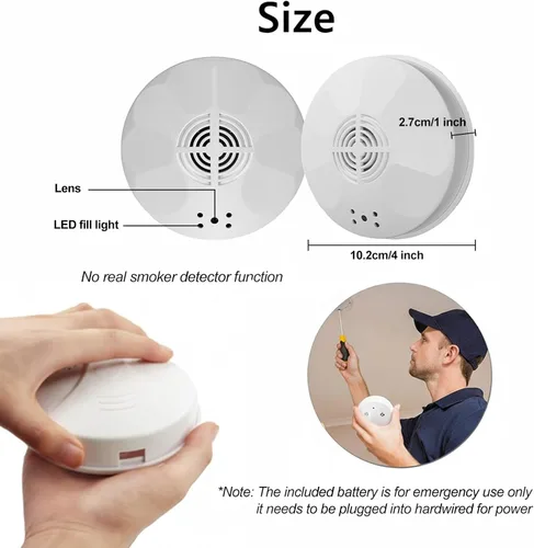 Miniatura 5 de Cámara oculta 4K Ultra WiFi, cámaras con forma de detector de humo con visión nocturna clara, batería recargable de 800 mAh, grabación de video
