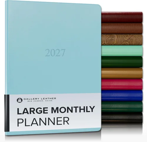 Miniatura 134 de Gallery Leather Agenda Mensual Grande 2025-2026, Elegantemente Encuadernada Planificador de Calendario y Cuaderno con Elegantes Bordes Dorados, 18