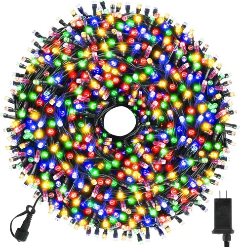 Miniatura 9 de Chuya 300 luces LED para árbol de Navidad que cambian de color, blanco cálido a multicolor, enchufe de extremo a extremo, 9 modos, tira de luces