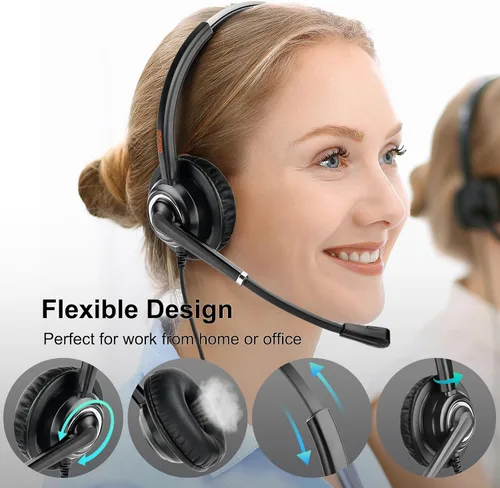 Miniatura 3 de Auriculares USB con micrófono para oficina centro de llamadas telefónico, auriculares USB-A ligeros de 1 oreja con micrófono con cancelación