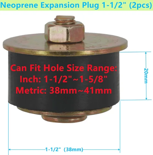 Miniatura 2 de Enchufe de expansión de neopreno automotriz de 2 piezas (1-1/2 pulgadas a 1-5/8 pulgadas) 1.496 in -1.614 in tapón de congelación de goma