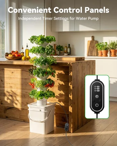 Miniatura 6 de Kit de sistema de cultivo hidropónico vertical sjzxuv, kits de sistema de jardinería interior y exterior, torre de cultivo de hierbas y frutas, 6