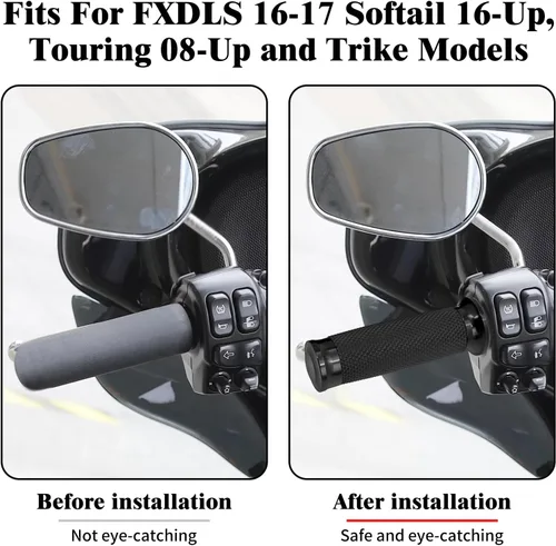 Miniatura 4 de 1" Electronic Throttle Defiance Handlebar Grips 25mm Hand Grips Fit for Harley Touring Street Glide Road King Road Glide Electra Glide #2 Negro