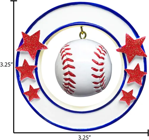 Miniatura 4 de Adorno de Navidad de béisbol personalizado Recuerdo deportivo personalizado con nombre y año Decoración de árbol de vacaciones de béisbol hecha