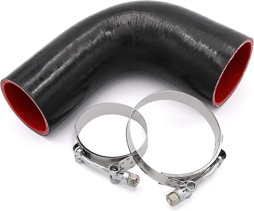 Miniatura 11 de Acoplador de codo de 90 grados de 4 capas de manguera de silicona de 2 pulgadas (51 mm) con abrazaderas de perno en T para tubo de intercooler