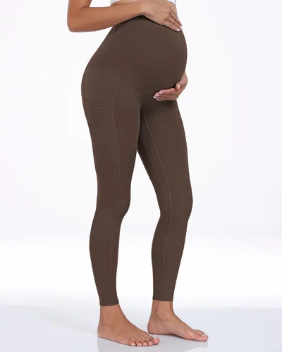 Miniatura 7 de WHOUARE Leggings de maternidad sobre el vientre con bolsillos para mujer, cintura alta, entrenamiento, pantalones de yoga