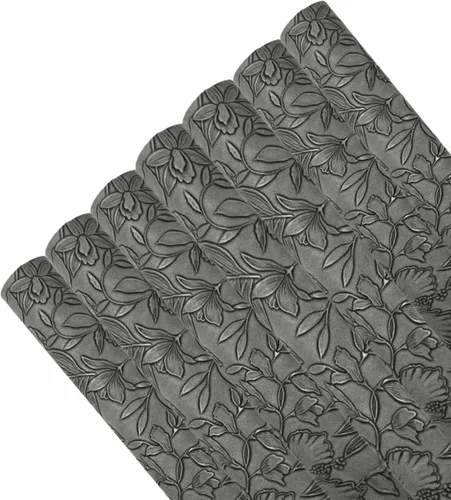 Miniatura 7 de 7 hojas de piel sintética en relieve para hacer aretes y monederos, 8.2 x 11.8 pulgadas con hojas de flores en relieve, hojas de tela sintética