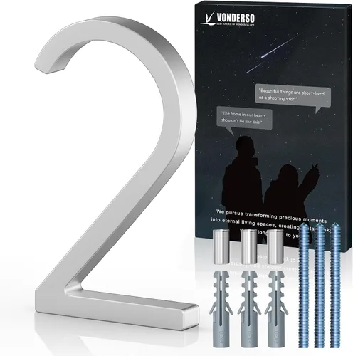 Miniatura 11 de VONDERSO Números flotantes de casa de 5 pulgadas para exteriores, números de dirección modernos de metal antioxidante (3), números de buzón Negro 3