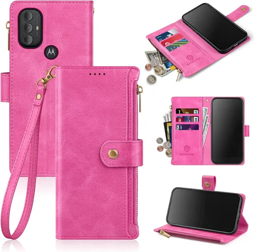 Antsturdy Funda compatible con Motorola Moto G Pure 2021 con tarjetero para mujeres y hombres, funda de teléfono con bloqueo RFID, piel sintética, a
