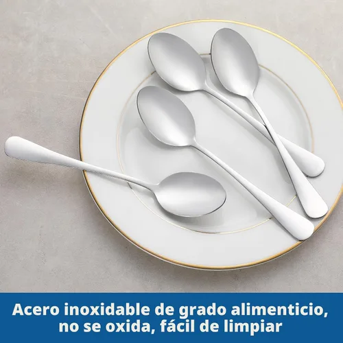 Miniatura 3 de Juego de 8 cucharaditas, cubiertos de cucharas de acero inoxidable de grado alimenticio, cucharas de té, cucharas de postre duraderas, cuchara