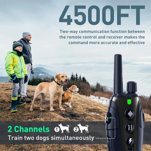 Miniatura 2 de Collar de choque para perros 2 perros (15-150 libras) con luz intermitente para paseos nocturnos, collar de entrenamiento de perro de 4500 pies