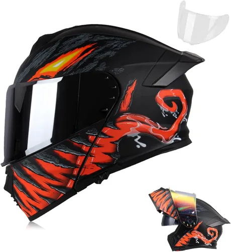 Miniatura 9 de Casco modular de motocicleta para hombres y mujeres, casco de motocicleta abatible de doble visera, aprobado por DOT, casco de cara completa