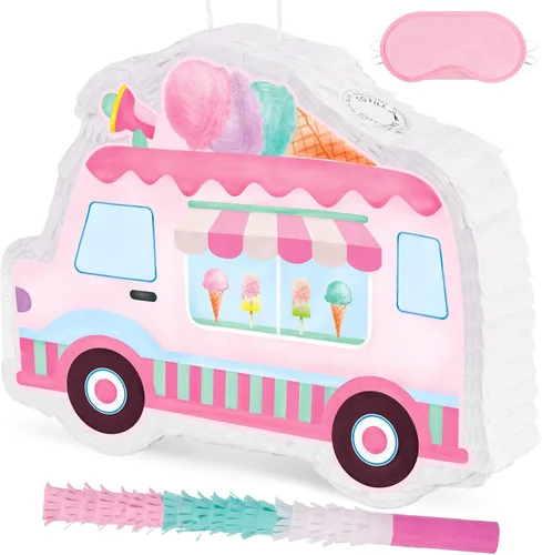 Miniatura 56 de WERNNSAI - Piñata de sirena plegable, piñata de cumpleaños con flecos que incluye cuerda para jalar, venda y bate. Decoraciones