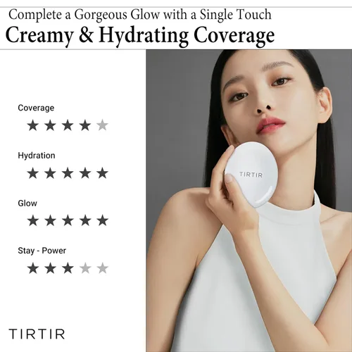 Miniatura 3 de TIRTIR Cojín My Glow Cream Cobertura natural, hidratante, rocío, acabado brillante, 24 horas de duración, barrera de humedad, cojín coreano