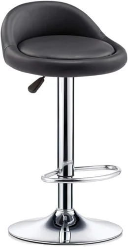 Miniatura 13 de Taburete de bar ajustable giratorio, chasis de acero grande, respaldo moderno para el hogar, taburete redondo de pierna alta, carga de 220.5 lbs