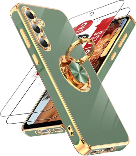 Miniatura 147 de LeYi Funda para Samsung Galaxy S22 Ultra con soporte de anillo giratorio de 360°, soporte magnético, chapado en oro rosa, borde protector para Negro