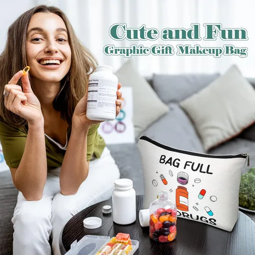 Miniatura 5 de Hillban 4 unidades de regalo de graduación para enfermera, bolsas divertidas para medicina, regalos de semana de CNA, bolsas de maquillaje