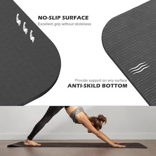 Miniatura 2 de Alfombrilla de yoga antideslizante, esterillas de fitness de pilates, ecológicas, antidesgarros, de 1/4 de pulgada de grosor, esterillas de yoga