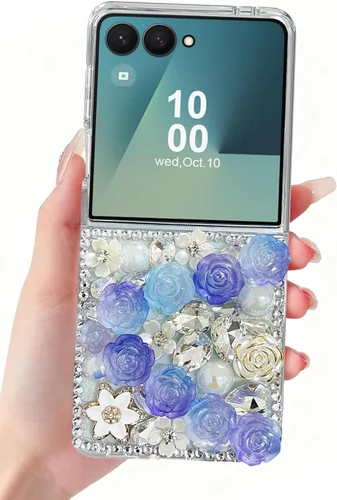 Miniatura 31 de Funda para Samsung Galaxy Z Flip 3 con purpurina, bonita funda transparente con diseño, brillante, reflectante, con destellos, cubierta de teléfono