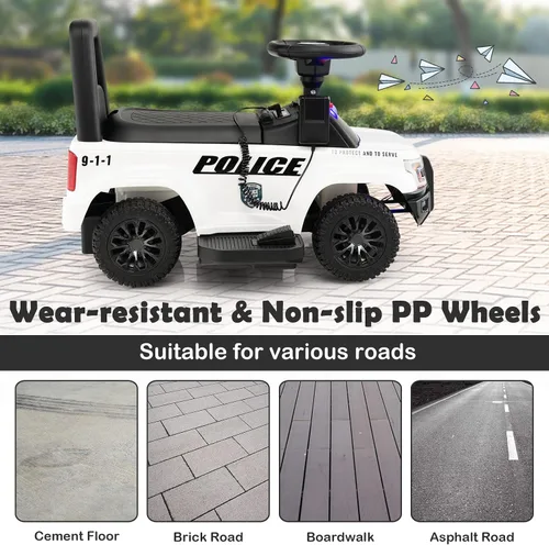 Miniatura 6 de GLACER Coche de policía para niños, auto de juguete eléctrico a batería de 6 V con megáfono real, música, luces intermitentes de sirena y faros