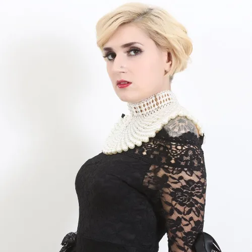 Miniatura 4 de Fine Fashion Collar de perlas egipcias hecho a mano con peto de cuentas para mujer, accesorios de gargantilla, Perla sintética