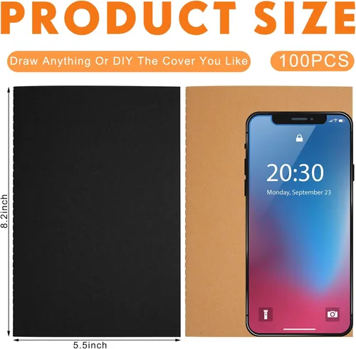 Miniatura 2 de Mimorou 100 piezas de cuadernos diarios a granel - Cuadernos de tapa blanda kraft A5 pequeños de 5.5 pulgadas x 8.3 pulgadas con 60 páginas 30 hojas