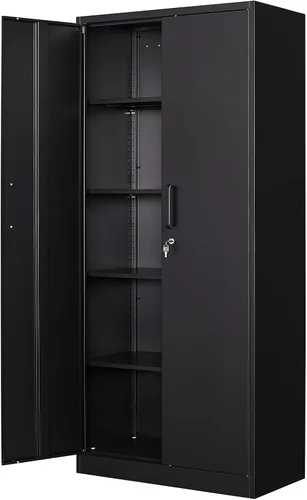 Miniatura 16 de Vitrina con puertas de cristal, vitrina para coleccionables, gabinete de exhibición Curio con 4 estantes ajustables, gabinete de exhibición de Negro