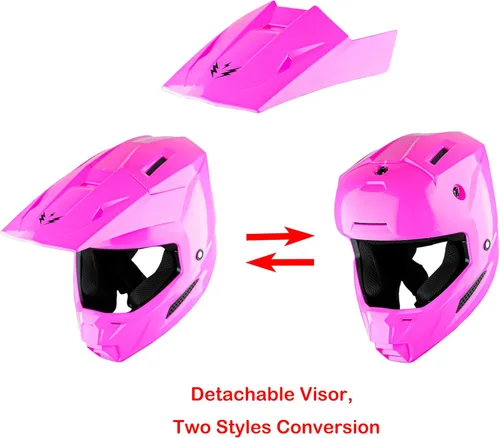 Miniatura 3 de 1Storm - Casco de motocross para jóvenes, ATV, BMX, MX, bicicleta todoterreno, kart, patineta, casco para niños, multideporte, rosa brillante +