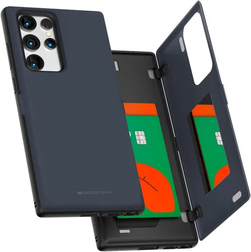Miniatura 104 de GOOSPERY Funda tipo cartera para Samsung Galaxy S22 Ultra, [tarjetero] parachoques magnético de puerta con cierre automático, cubierta protectora