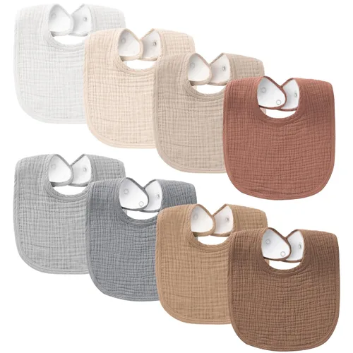 Miniatura 20 de Konssy Baberos de Muselina para Bebé Paquete de 8 Baberos Bandana para Babear de Algodón para Niños y Niñas Unisex, Conjunto Suave y Absorbente