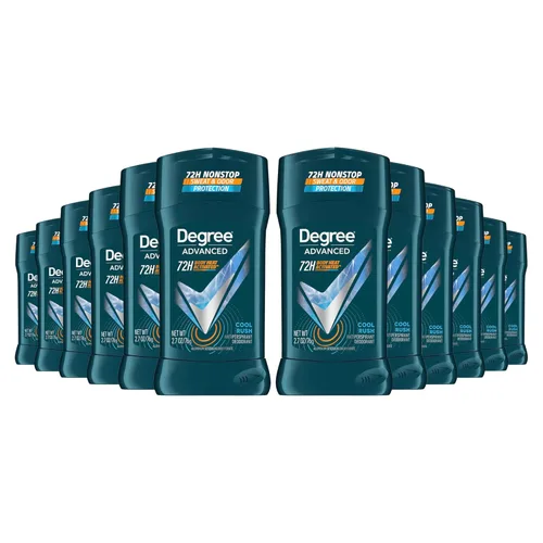 Degree Desodorante antitranspirante para hombre, Cool Rush, 12 unidades, 72 horas, protección contra el sudor y el olor, antitranspirante para