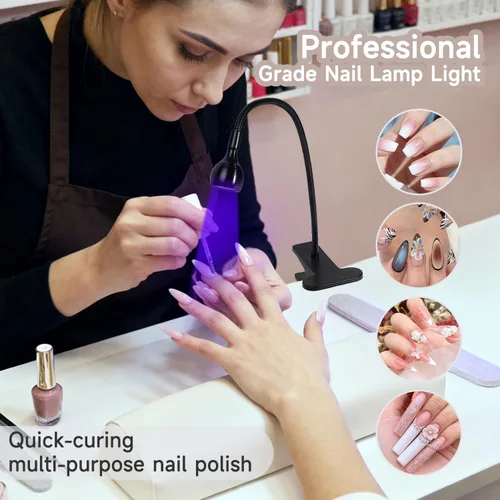 Miniatura 8 de Lámpara UV para Uñas Geisofu - Luz UV para Uñas de Gel, Lámpara de Curación Flash LED de Cuello de Cisne para Uñas, Secador de Manicura Luz Negra