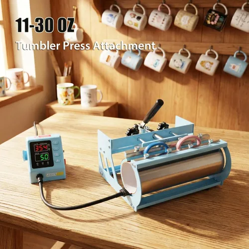 Miniatura 5 de Prensa de calor mejorada de 15 x 15 pulgadas, máquina de prensa de calor 5 en 1 con prensa para vasos, tazas y sombreros, prensa digital de camisas