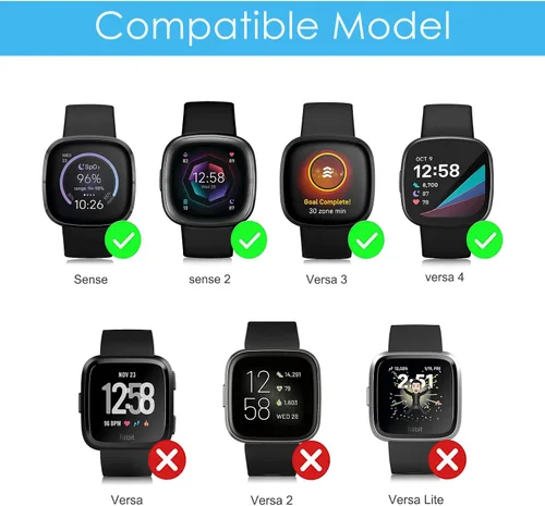 Miniatura 2 de Fintie Bandas compatibles con Fitbit Versa 4 3 / Sense 2 1, correa de repuesto de cuero genuino (negro)