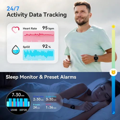 Miniatura 4 de Reloj inteligente para hombres y mujeres, responder/hacer llamadas, pantalla ultra clara AMOLED de 1.32 pulgadas con monitor de frecuencia cardíaca